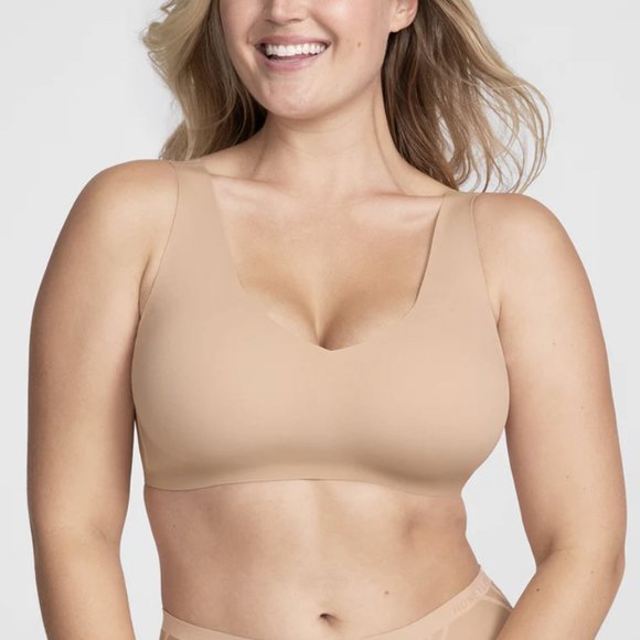 Honeylove V-Neck Bra Sand Beige Nude Seamless Wire-free Smoothing Size 1X - Picture 1 of 15